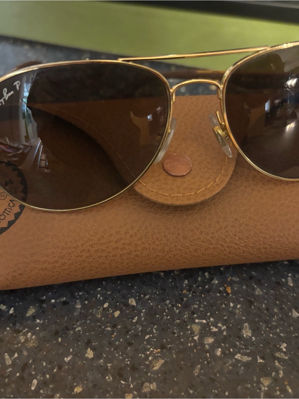 Ray-Ban Gold Frame Sunglasses with Brown Lenses